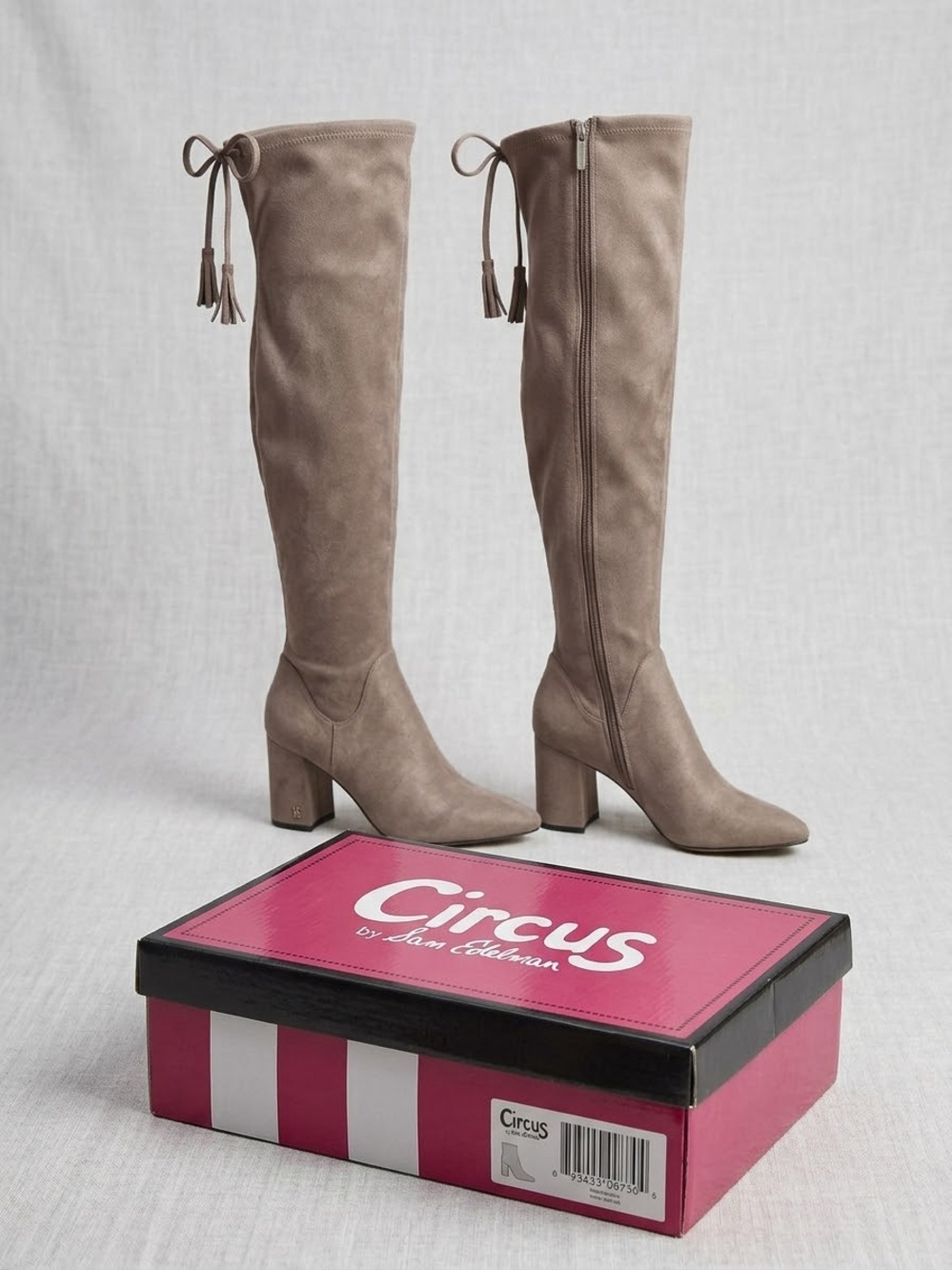 Circus by Sam Edelman Taupe Suede Over-the-Knee Block Heel Boots